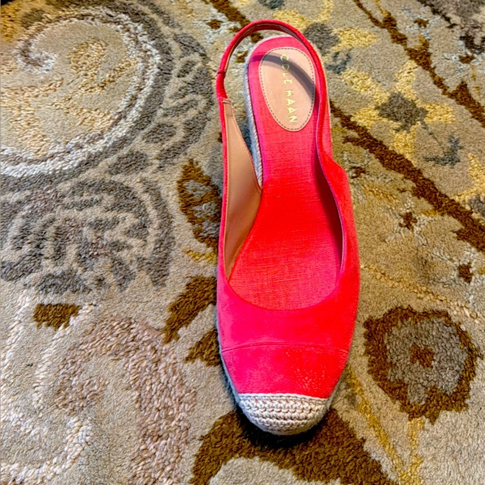 Cole Haan Red Espadrille Platform Slip-Ons